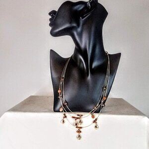 New Multi-Strand Gold/Orange Necklace